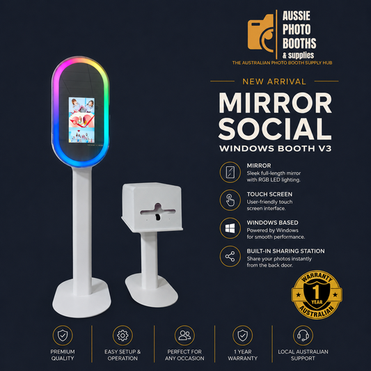 Mirror Social Booth with Back Door Sharing Station - V3