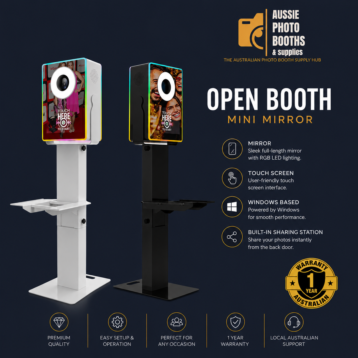 Mini Mirror Open Booth with Back Door Sharing Station