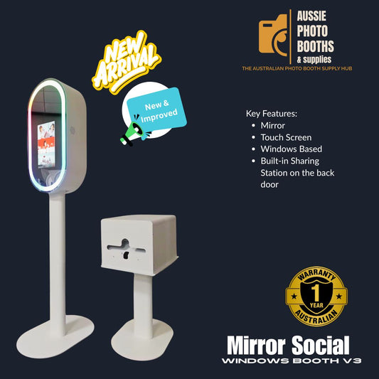 Mirror Social Booth with Back Door Sharing Station - V3